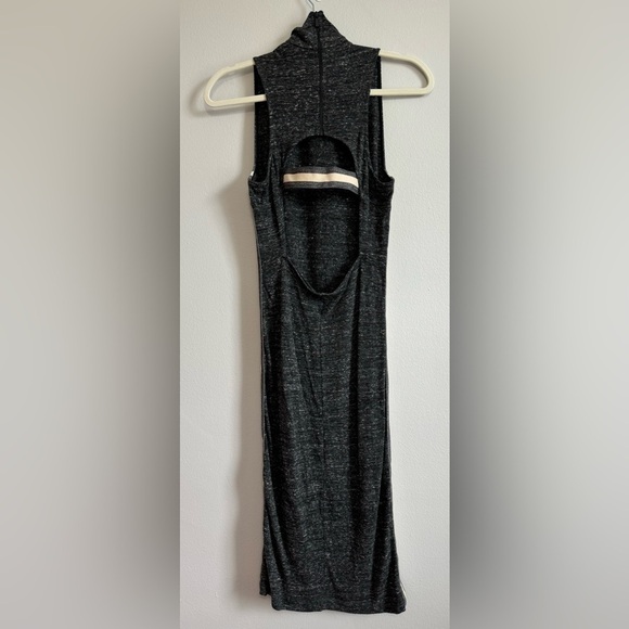 TRF by Zara Midi Mock Neck Dark Heather Gray Sleeveless Jersey Dress Size M - Picture 7 of 14
